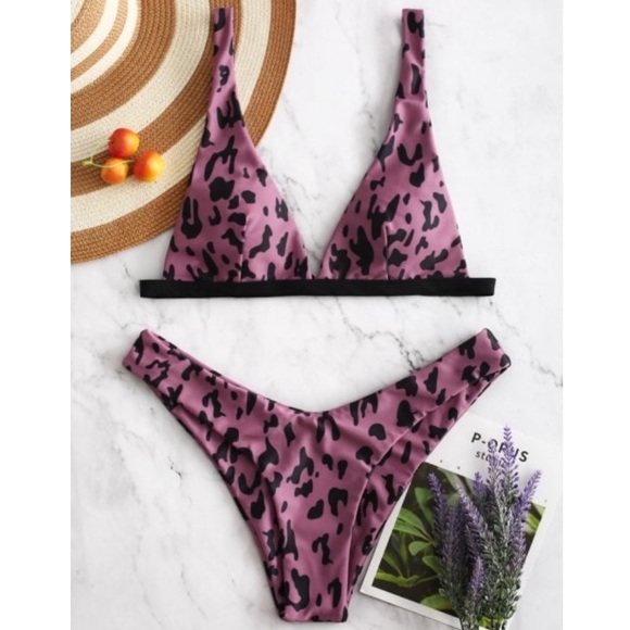 purple leopard bikini